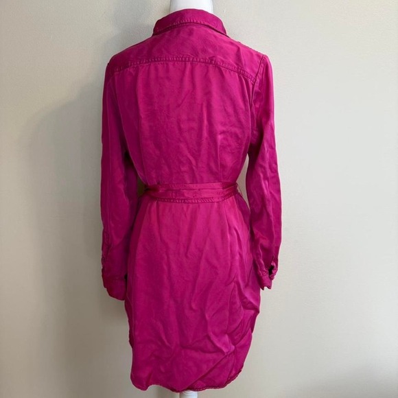 Lauren Ralph Lauren Satin Like Long Sleeve Knee Length Shirt Dress Pink Sz 12P - Picture 2 of 7